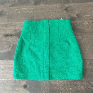 Zara green tweed textured mini skirt
